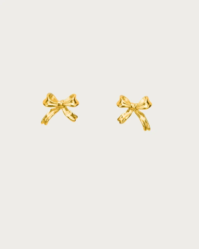 oversized gold earrings for modern fashion -Ribbon Stud Earrings