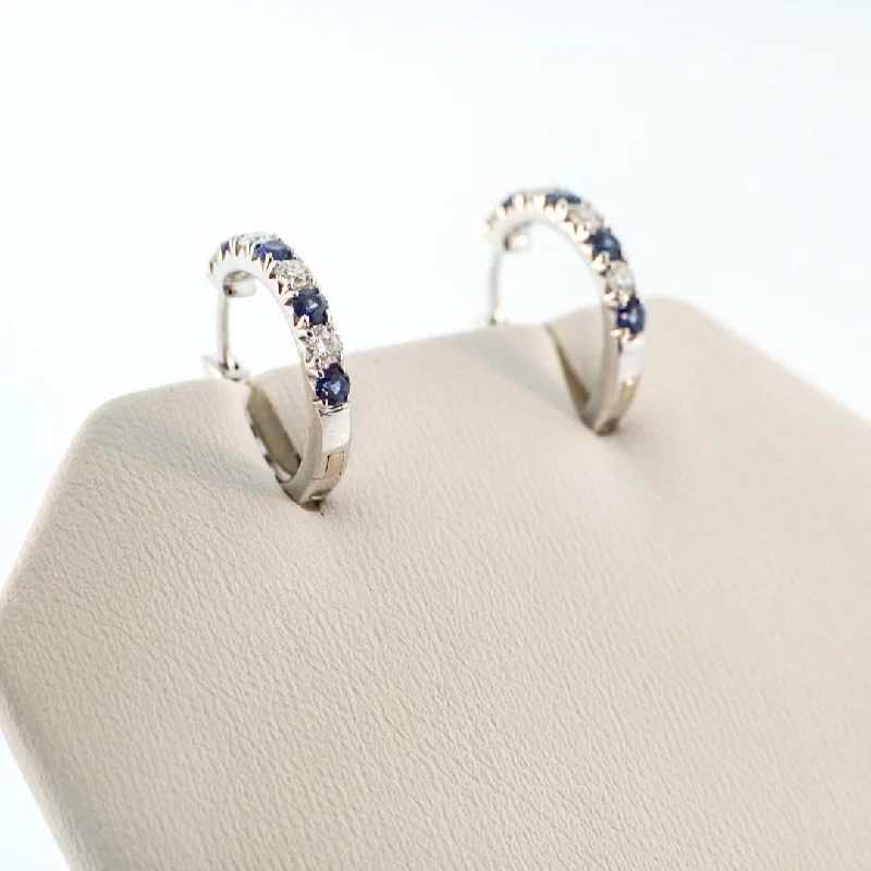 elegant sapphire earrings for luxurious style -Sapphire and Diamond Hoop Earrings