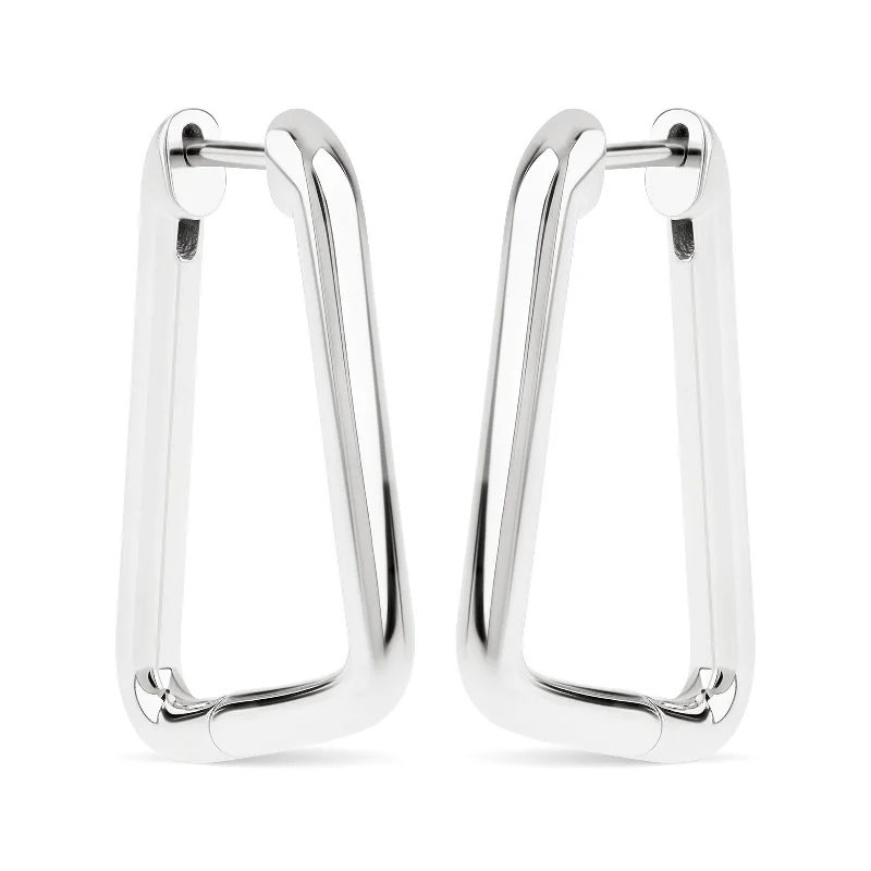 gold and silver earrings for mixed metal appeal -Silver Carabiner Hinge Earrings