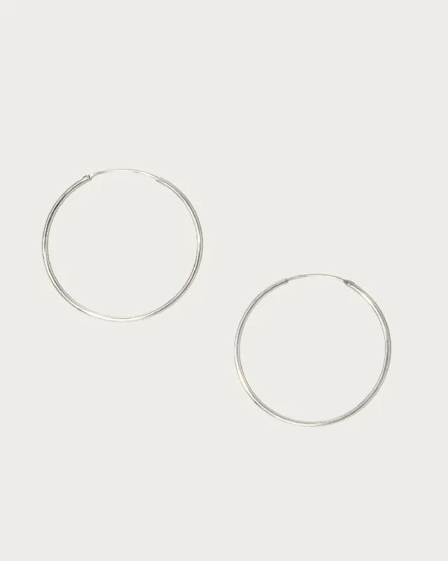 luxury gold earrings for evening glamour -Silver 40mm Skinny Hoop Earrings