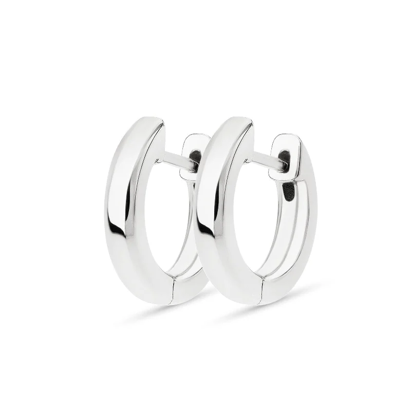 oversized hoop earrings for trendy looks -Small Silver Round Huggies