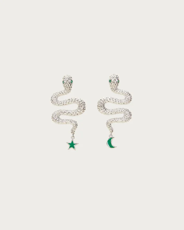 luxury diamond earrings for sparkling glamour -Snake Earrings in Silver