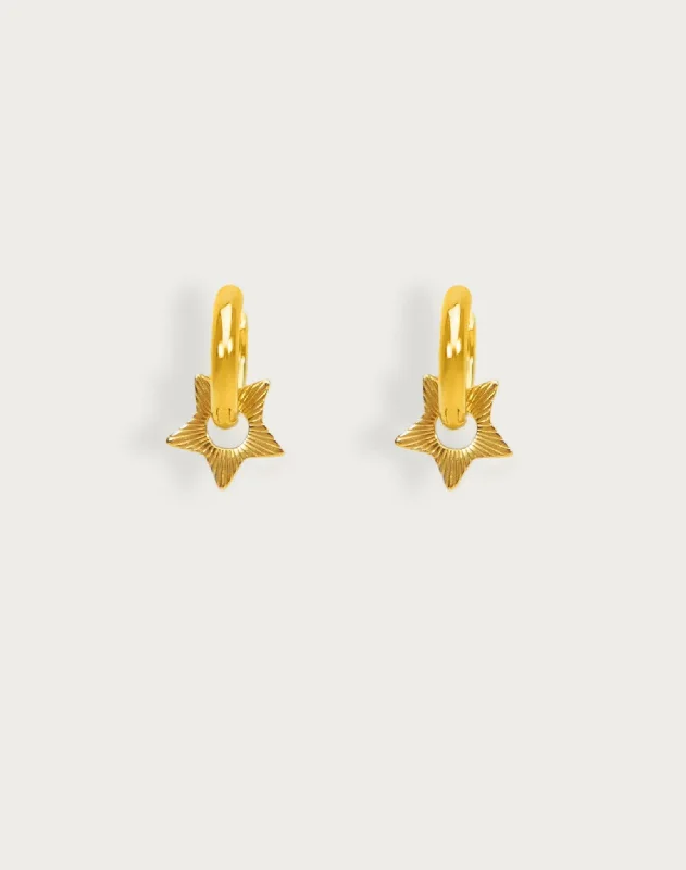 sleek silver hoop earrings for classic simplicity -Lil Star Earrings