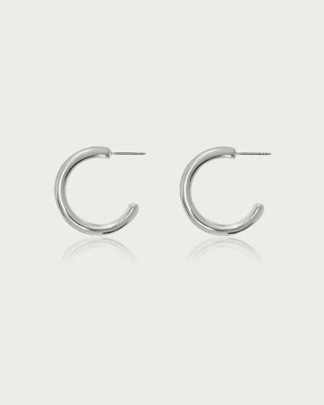 silver drop earrings for timeless elegance -The Simple Hoop Earrings in Silver