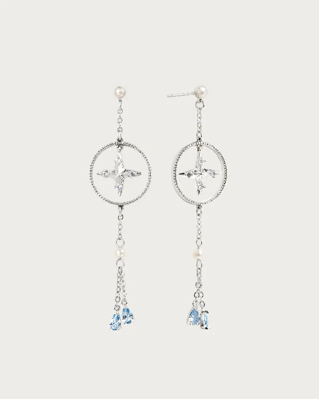 glittering crystal earrings for evening glamour -The Star Earrings in Silver