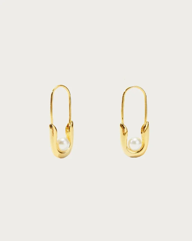 stylish gold-plated earrings for trendy looks -Petite Safety Pin Earrings