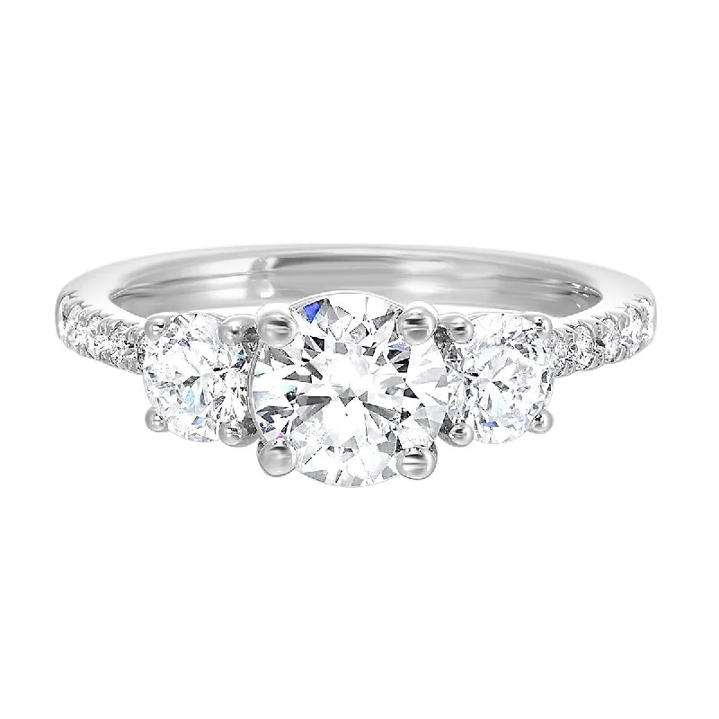 sapphire diamond engagement rings-3-Stone Round Lab Created Diamond Engagement Ring, 1.84ctw.