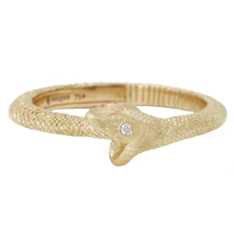 minimalist diamond rings-Gold Ouroboros Snake Ring