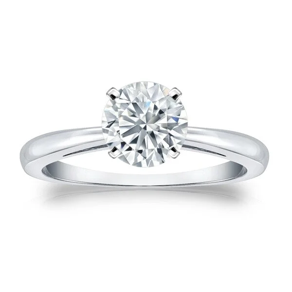 engagement rings with unique designs-Auriya Platinum 1ctw Round Solitaire Diamond Engagement Ring Certified