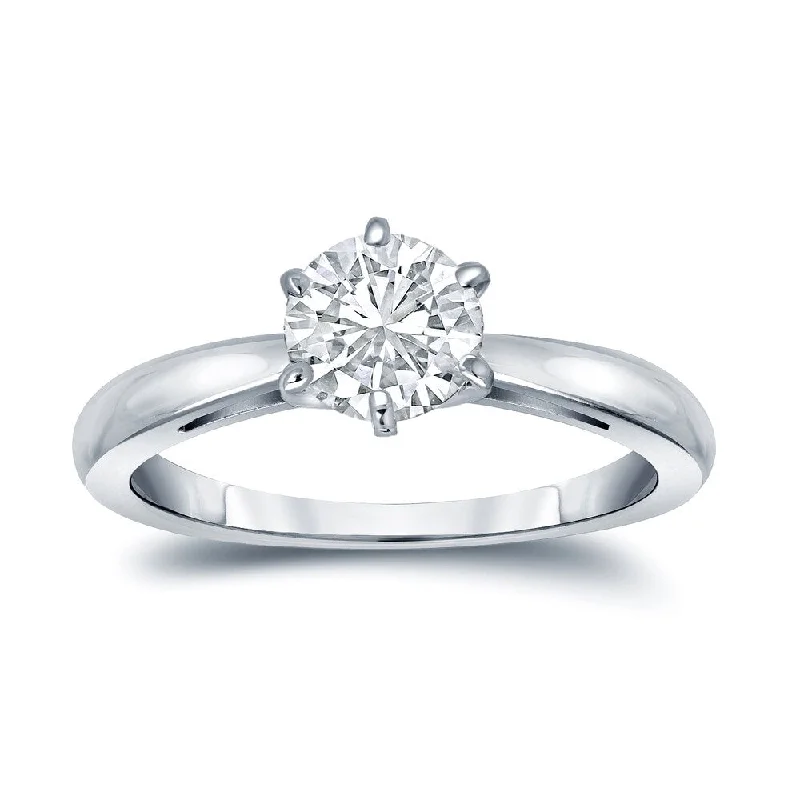 unique stackable rings-Auriya Platinum 3ctw Round 6 Prong Solitaire Diamond Engagement Ring GIA Certified