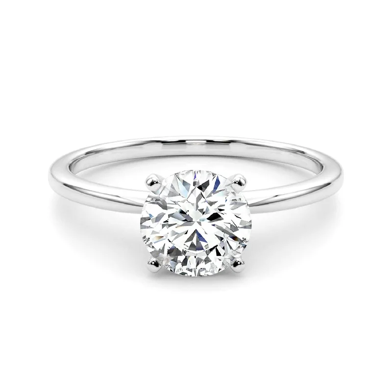 custom engagement rings with diamonds-Auriya Platinum Gold 1/4ctw Round Solitaire Lab Grown Diamond Engagement Ring 4-Prong Basket