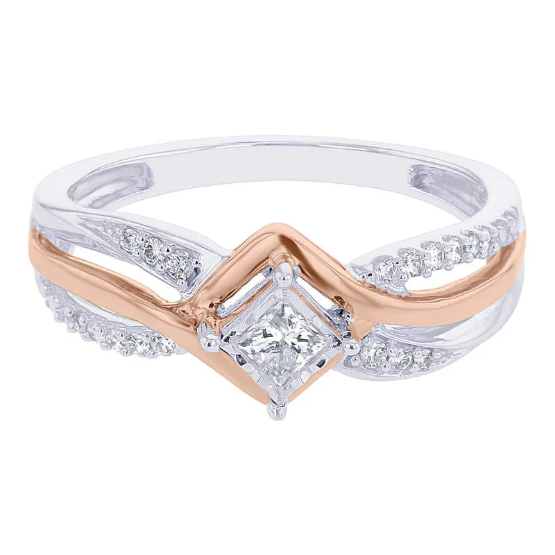 romantic engagement rings-Bypass Princess Mirage Ready for Love Diamond Engagement Ring