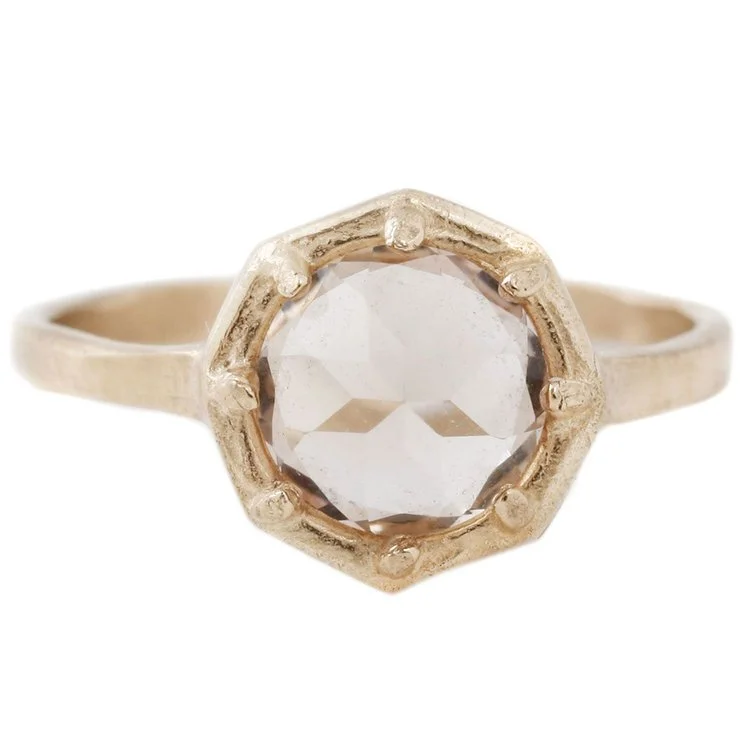 diamond engagement rings with unique designs-Champagne Quartz Gold Ring