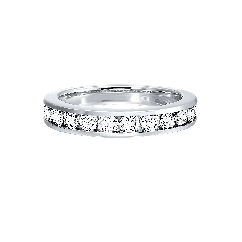 luxury custom wedding rings-Channel Set Diamond Band in White Gold- 0.33 ctw.