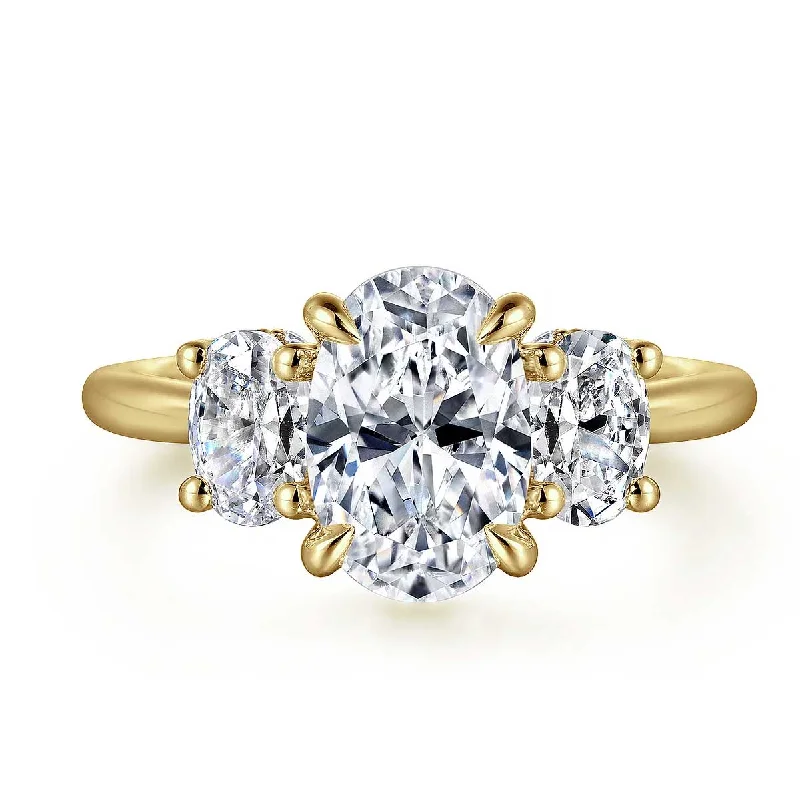 classic gold engagement rings-Charisa Oval Diamond Engagement Ring with Hidden Halo and Side Diamonds