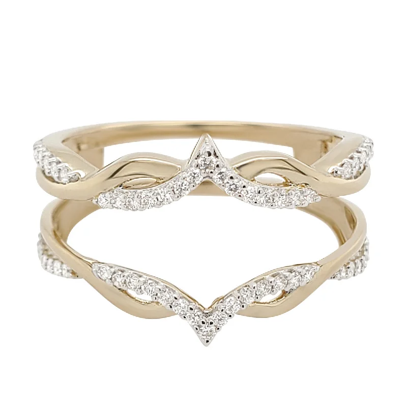 stackable gold rings for women-Chevron Twist Diamond Ring Guard