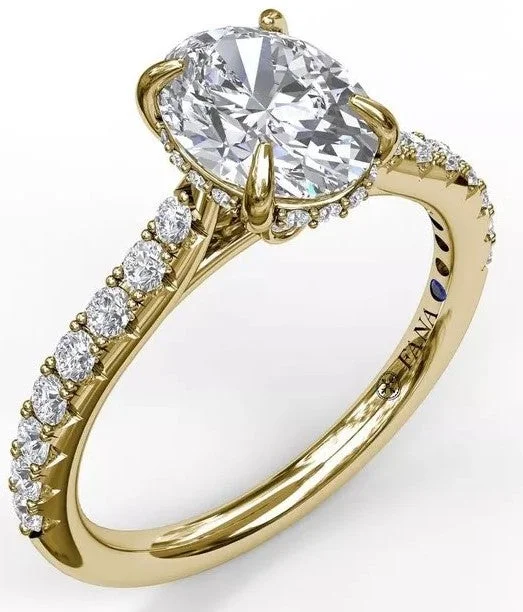 vintage engagement rings with diamonds-Classic Oval Cut Solitaire with Hidden Halo