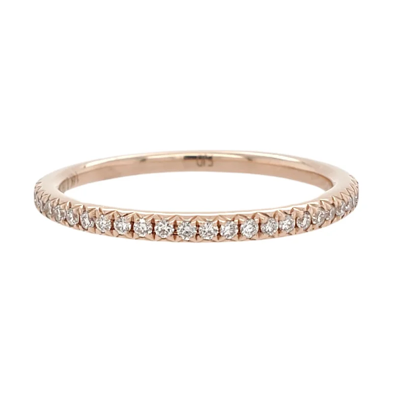 wedding rings with diamond clusters-Classic Pave Diamond Band in Pink Gold- 0.23 ctw.