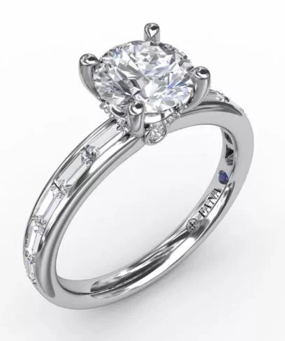 wedding bands with diamonds for women-Classic Round Diamond Solitaire