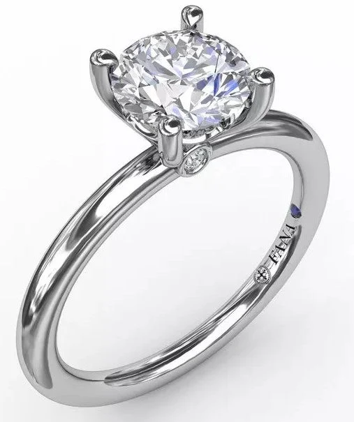 silver wedding bands for women-Classic Round Diamond Solitaire