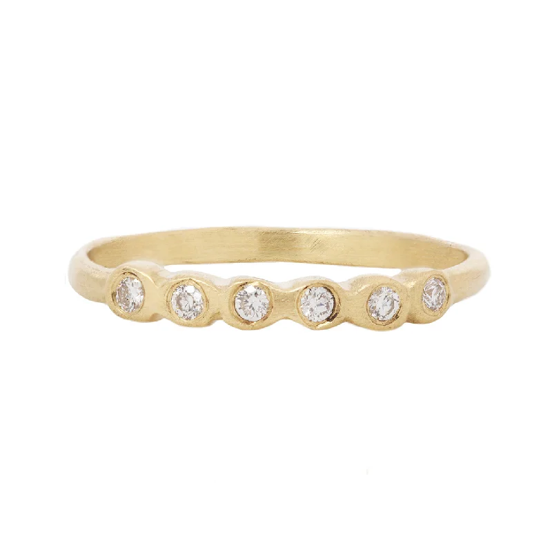 gemstone promise rings for women-Half pebble band with white diamonds