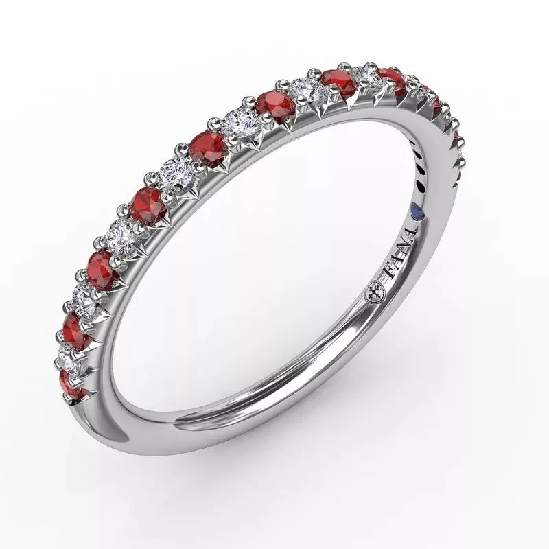 simple silver engagement rings-Delicate Ruby Shared Prong Anniversary Band