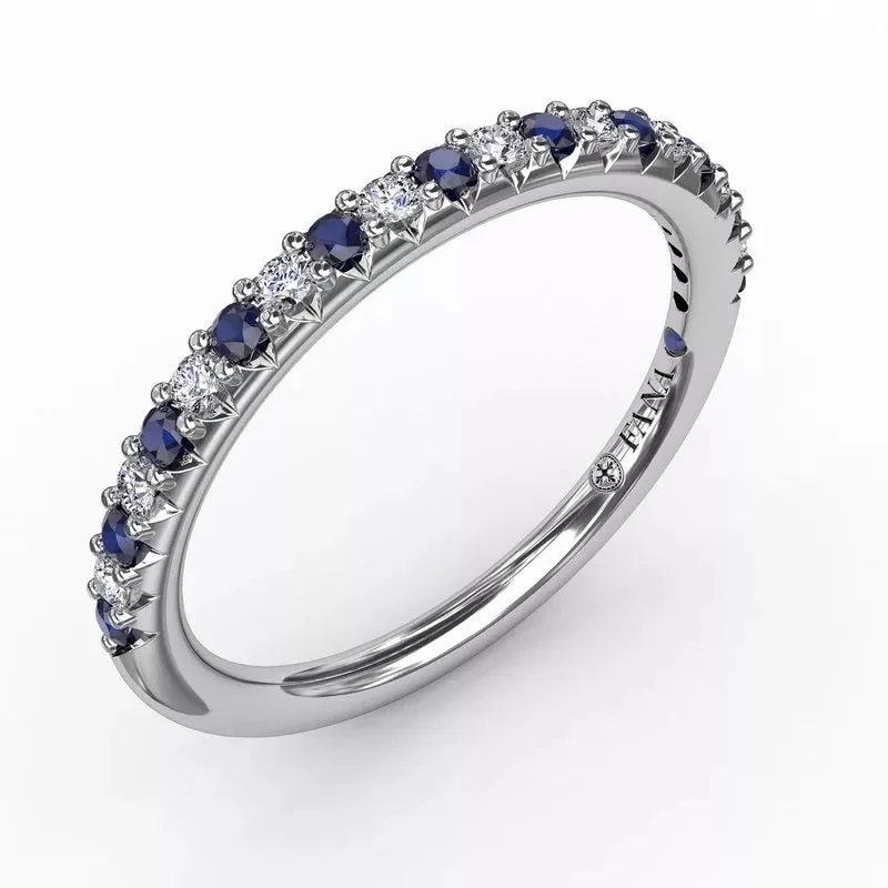 unique gemstone rings for men-Delicate Sapphire Shared Prong Anniversary Band