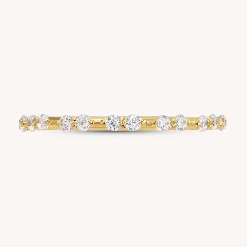 engagement rings with colored stones-Diamond Duos Half Eternity Band