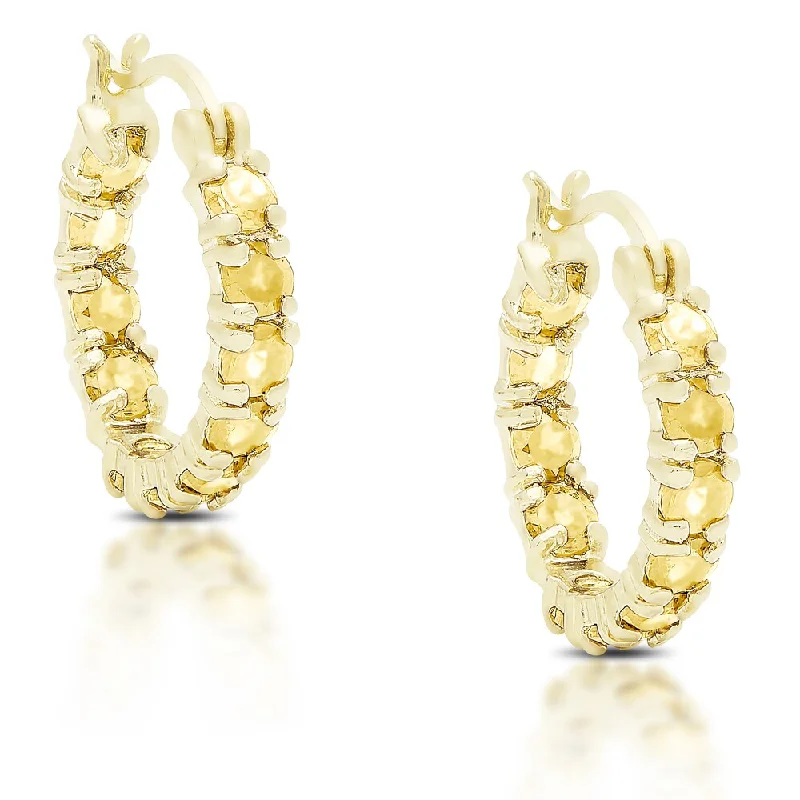 modern gold earrings for a polished look -Dolce Giavonna Gold over Silver or Sterling Silver Citrine Hoop Earrings