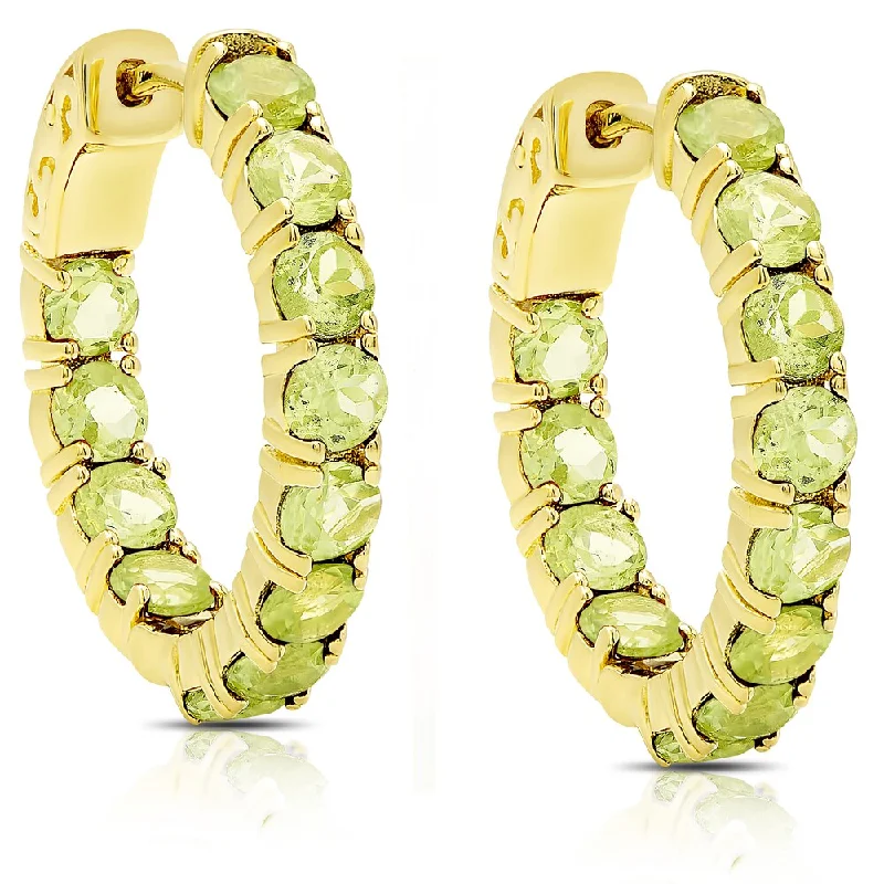 oversized gold earrings for modern fashion -Dolce Giavonna Gold Over Sterling Silver Peridot Hoop Earrings