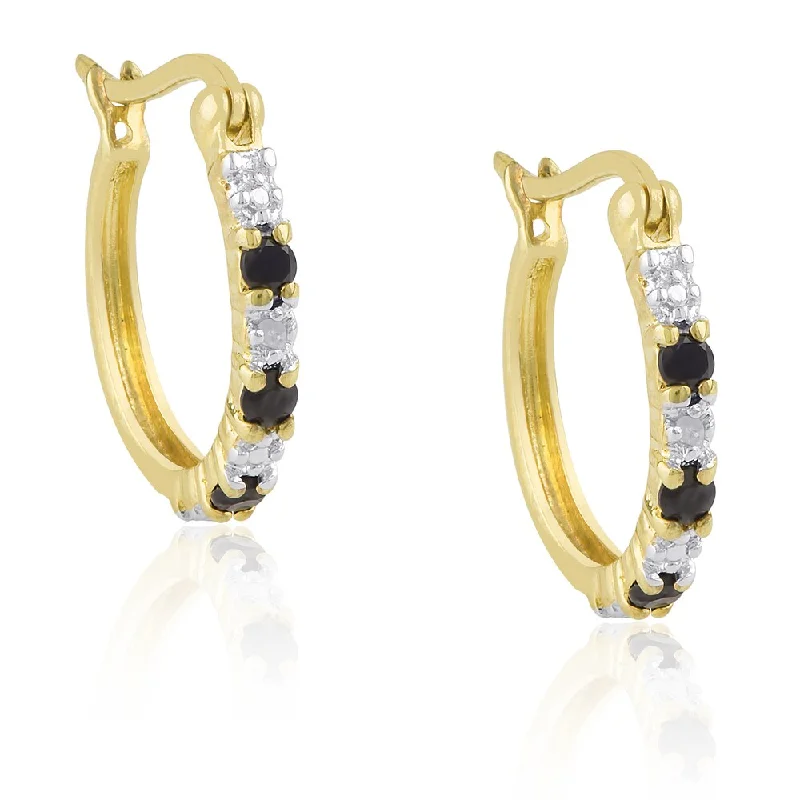 vintage gemstone earrings for retro elegance -Dolce Giavonna Gold Over Sterling Silver Sapphire Diamond Accent Hoop Earrings