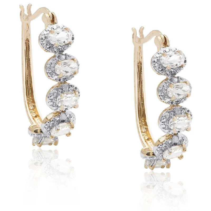 delicate chain earrings for refined looks -Dolce Giavonna Gold Over Sterling Silver White Topaz Diamond Accent Hoop Earrings