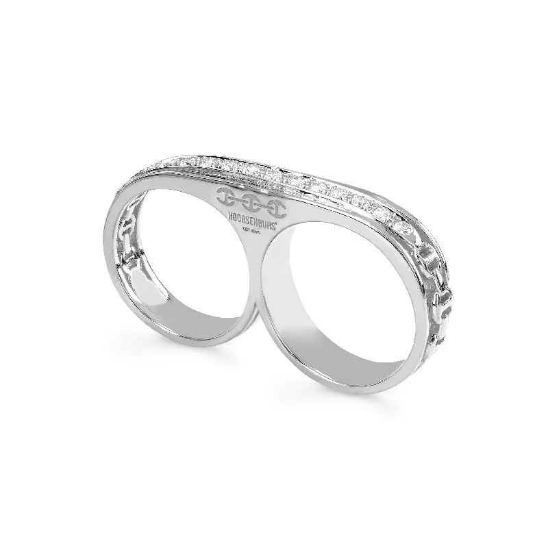 custom family rings for women-DOUBLE BARREL KNUCKLE WITH DIAMONDS