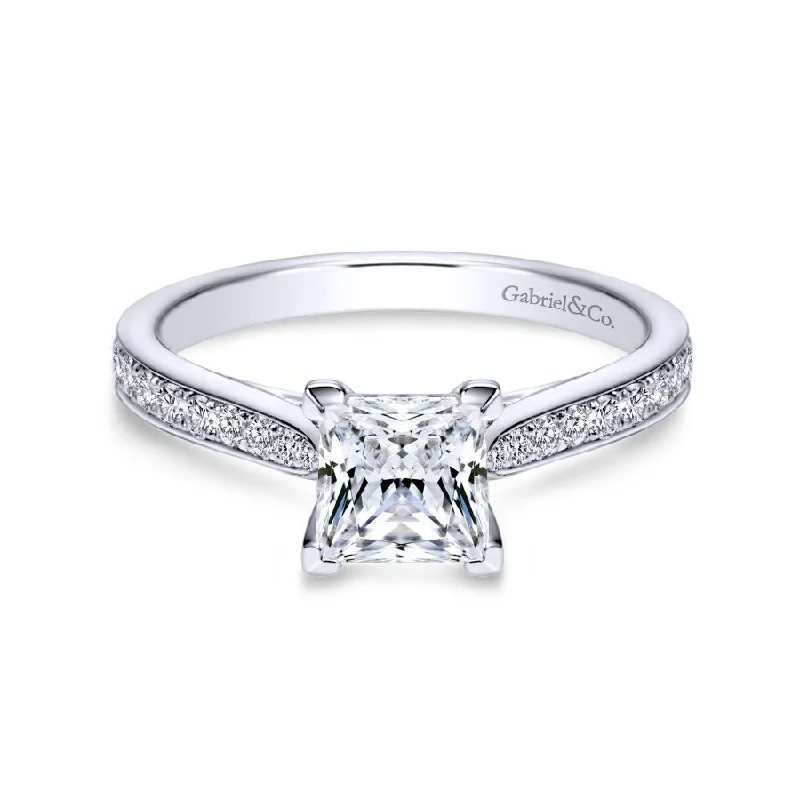 stackable wedding rings for women-Merritt Princess Engagement Ring Setting