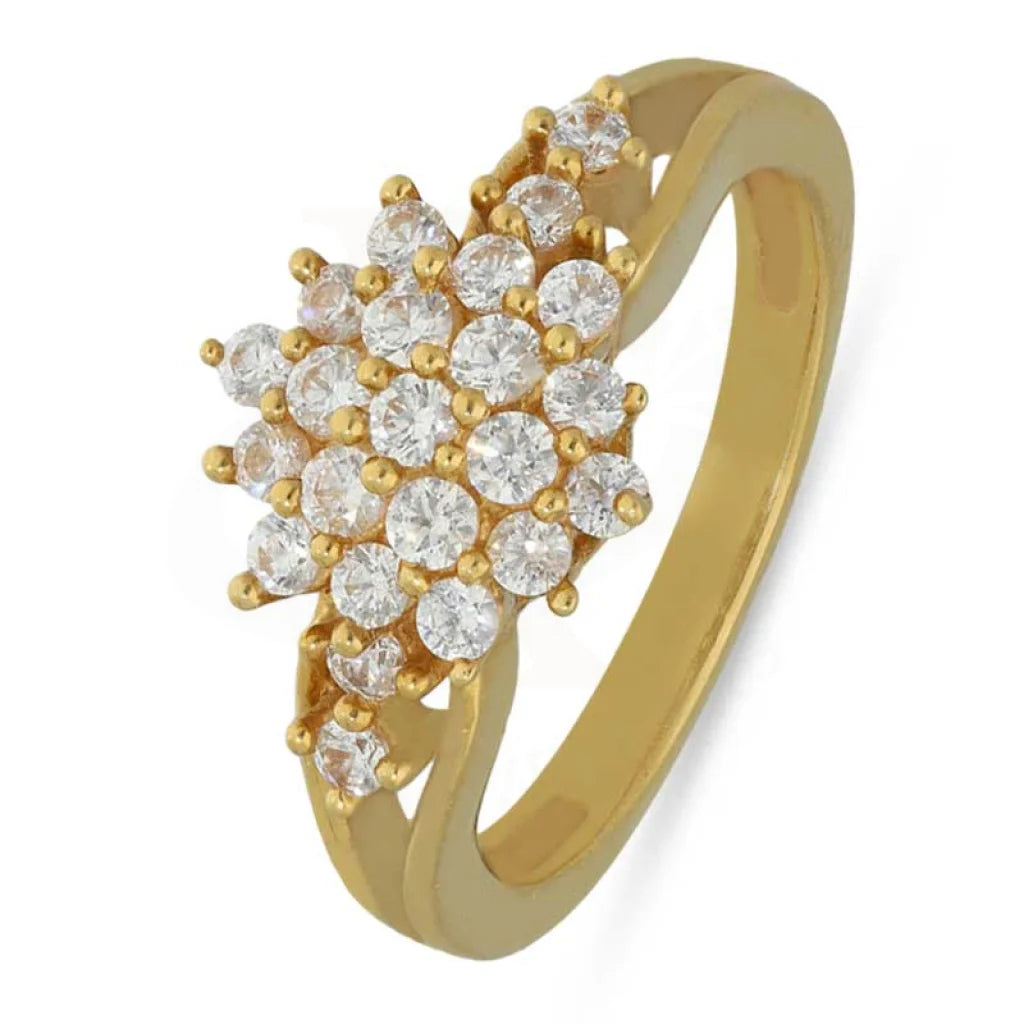 fashion rings with gemstones-Gold Flower Ring 22KT - FKJRN22K3146