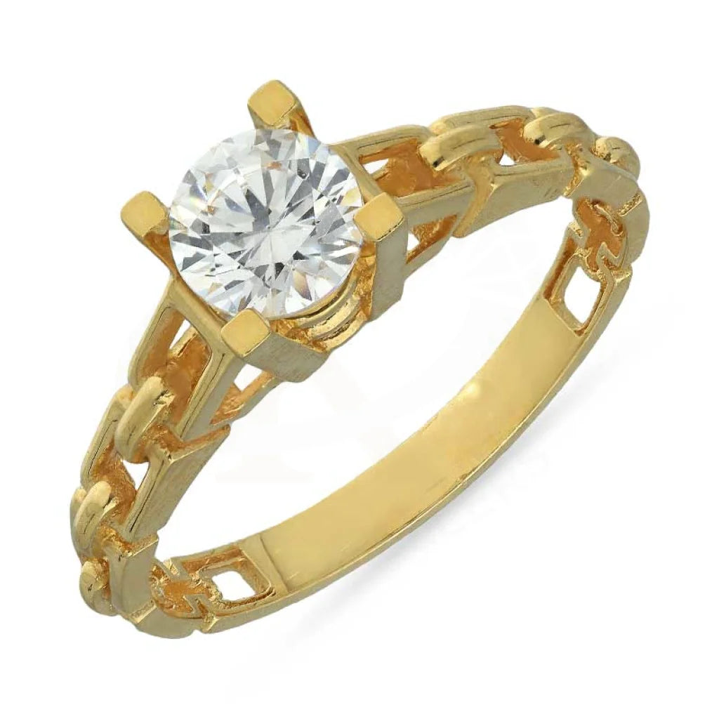 yellow gold wedding bands-Gold Solitaire Ring 18KT - FKJRN18K3097