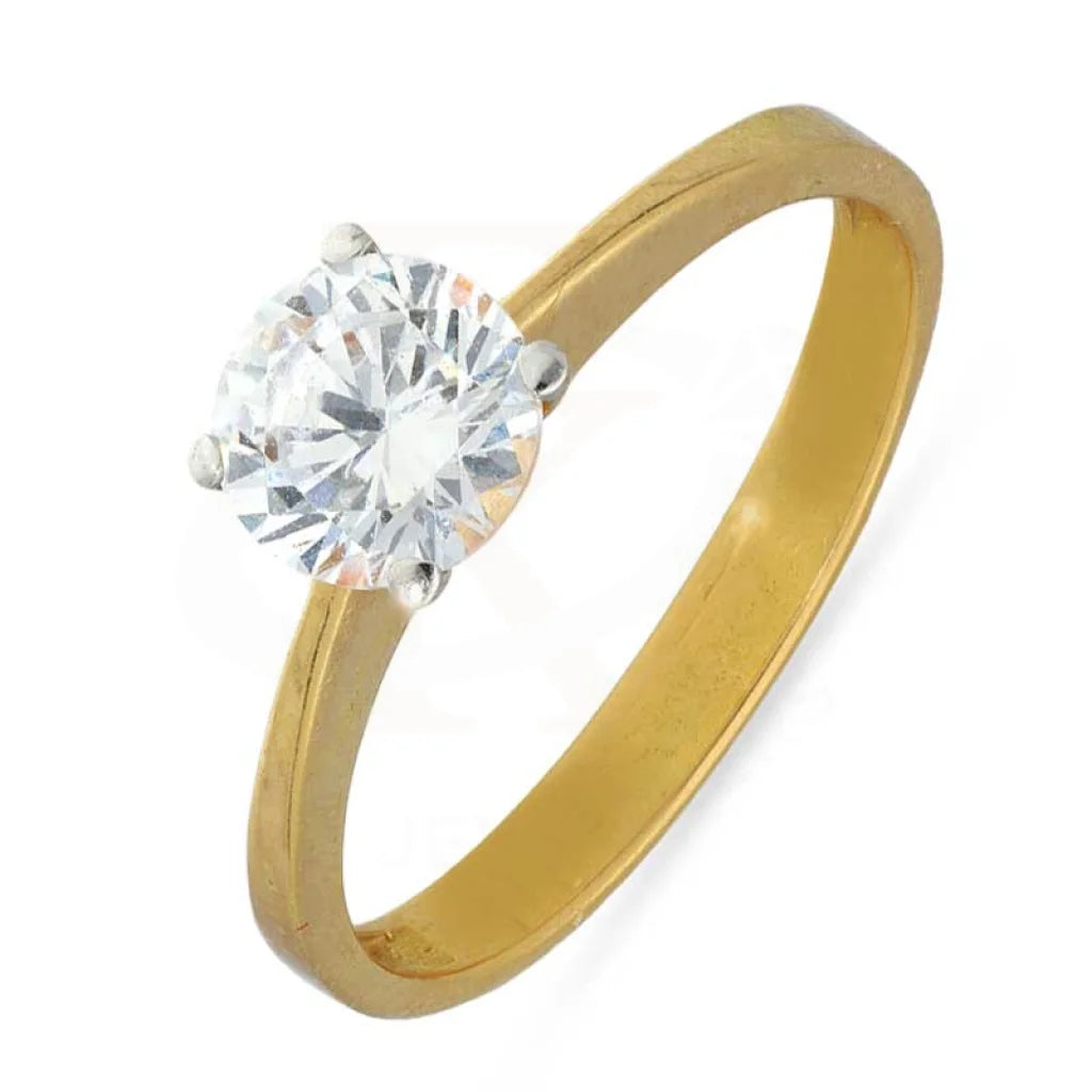 wedding rings with large diamonds-Gold Solitaire Ring 18KT - FKJRN18K3112