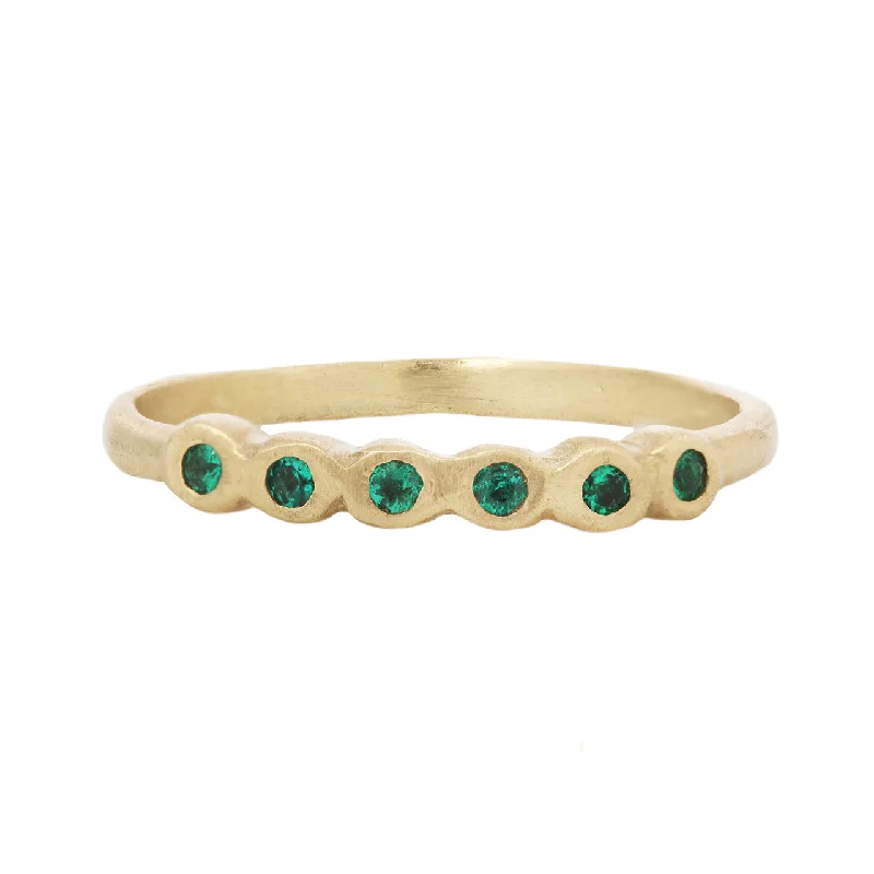 stylish engagement rings for men-Half pebble band with emeralds