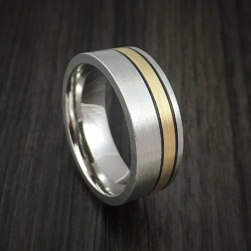 promise rings for best friends-Inconel and 14K Gold Wedding Band Engagement Men's Ring