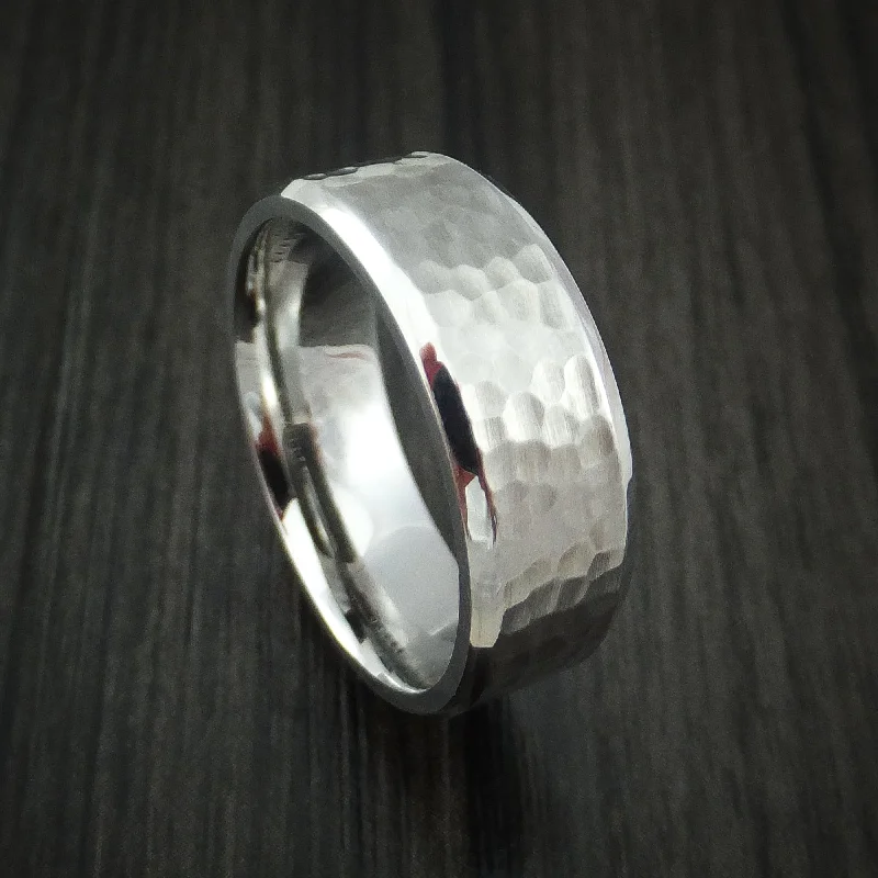 affordable rings for engagement proposals-Inconel Hammer Finish Wedding Band Engagement Men's Ring