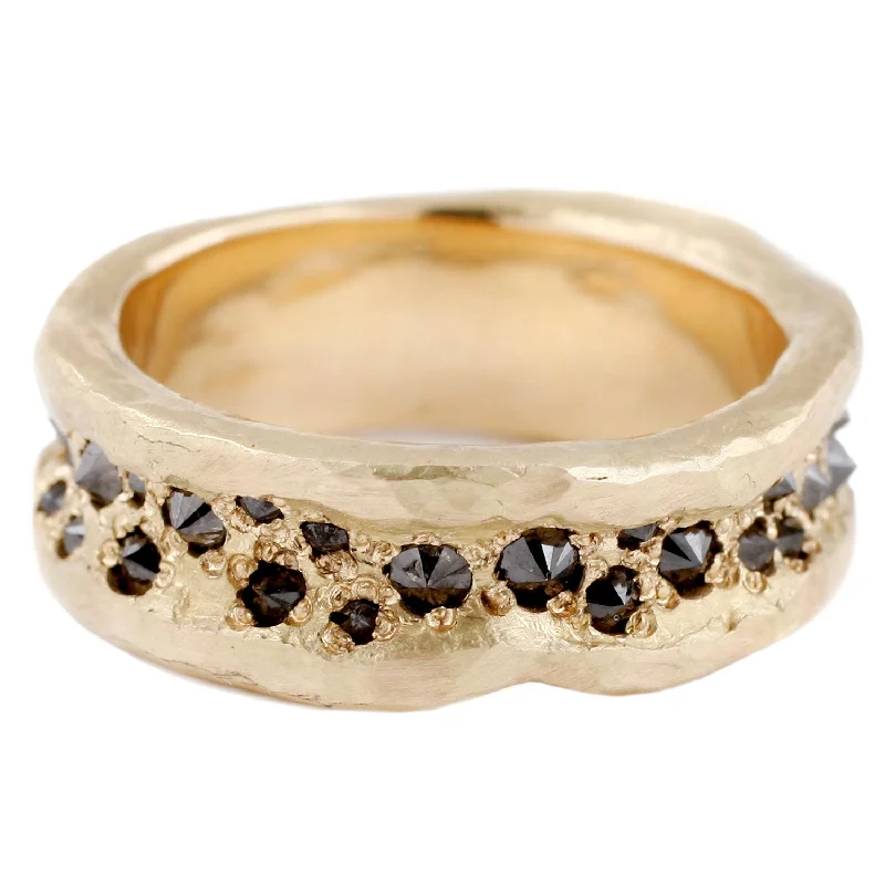 affordable gemstone engagement rings-Inverted Black Diamond Band