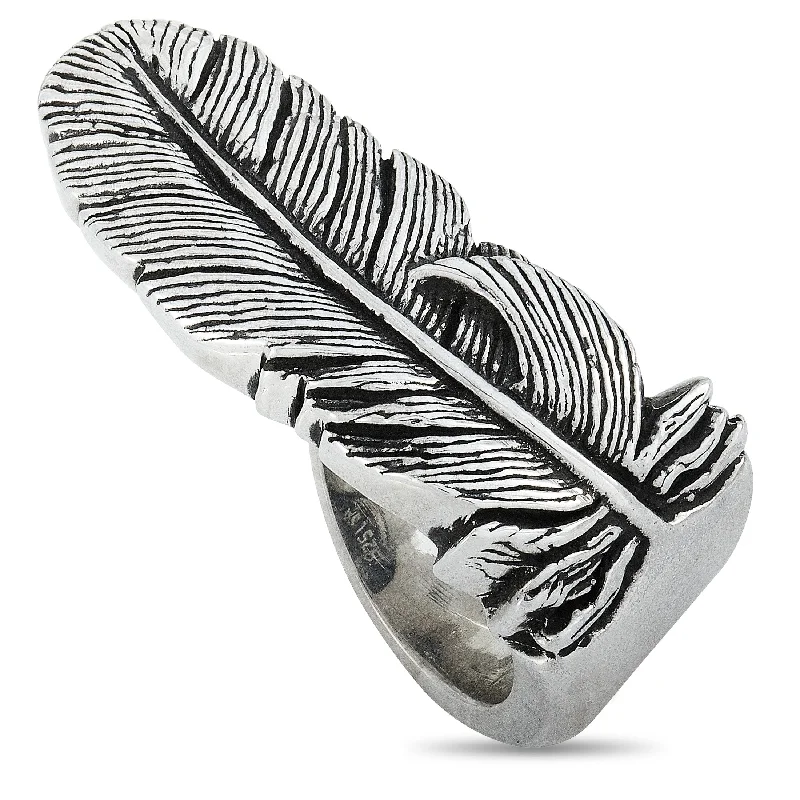 personalized silver engagement rings-King Baby Raven Feather Silver Ring