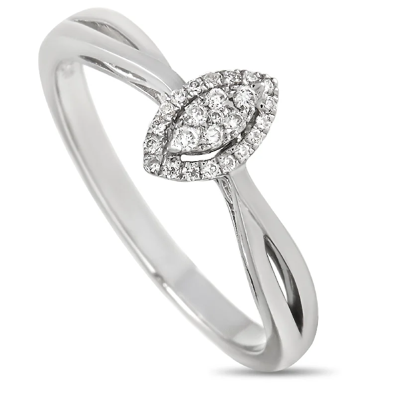 promise rings for couples with engraving-LB Exclusive 14K White Gold 0.10 ct Diamond Ring