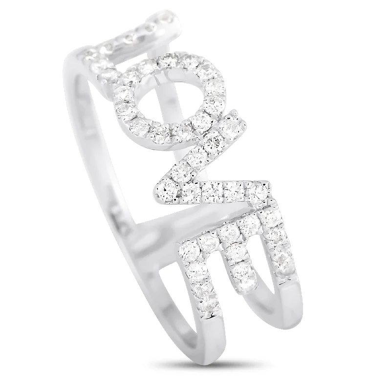 stackable gold rings for women-LB Exclusive 14K White Gold 0.35 ct Diamond Love Ring