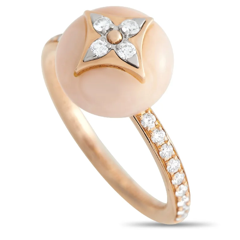 personalized silver engagement rings-Louis Vuitton Blossom 18K Rose Gold 0.30ct Diamond and Opal Ring