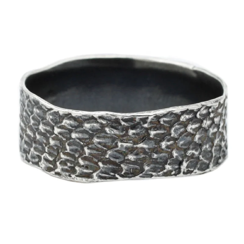 men’s engagement rings with sapphires-Silver Double Snakeskin Band