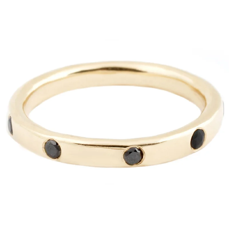 gold rings with diamonds for men-Nine Black Diamond Band