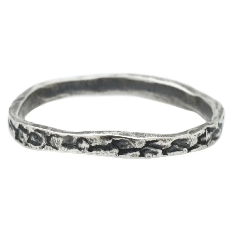 gold rings for men with sapphires-Sterling Silver Snakeskin Stacking Band