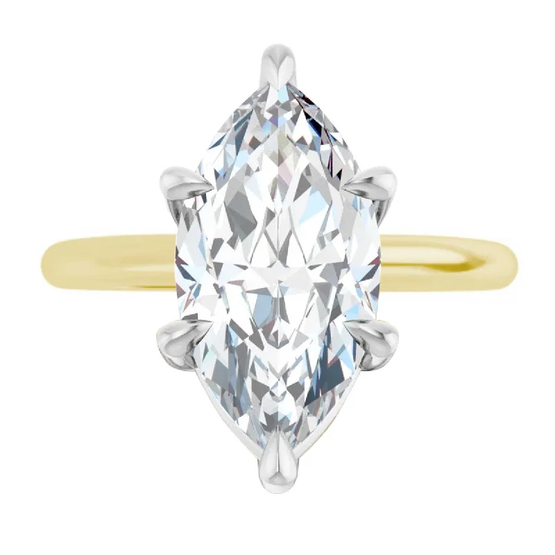 vintage promise rings-Justice Core Collection Marquise Cut Diamond Solitaire Engagement Ring