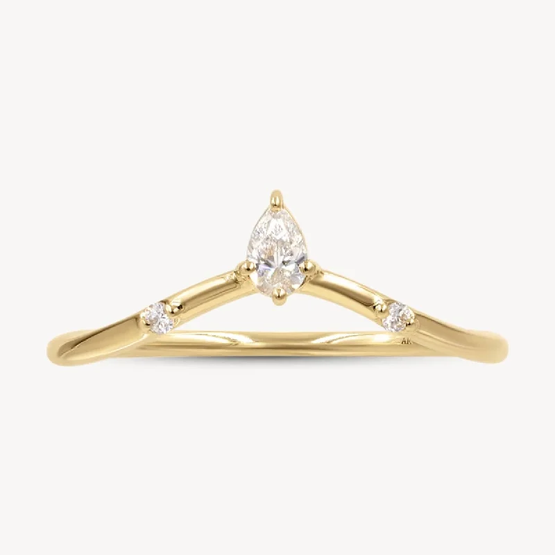 stylish engagement rings for men-Pear Diamond Arch Ring